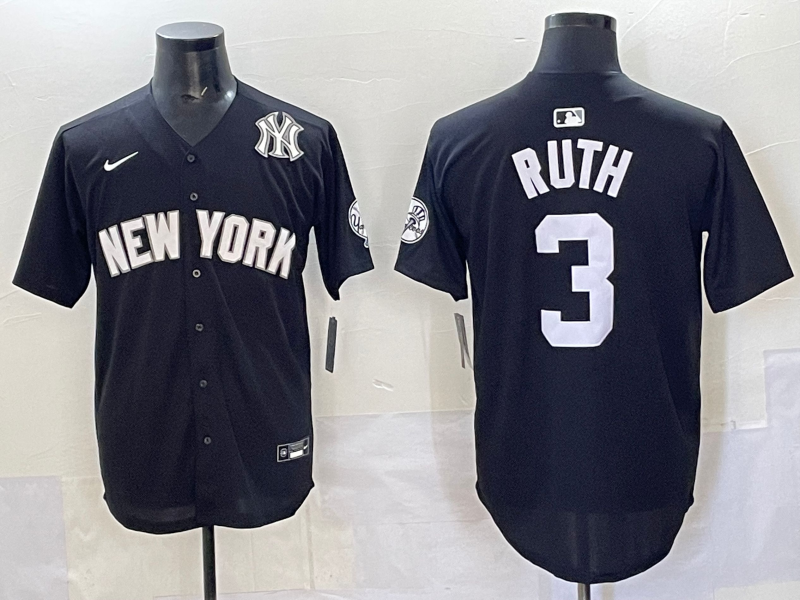 Men 2025 New York Yankees #3 Ruth black Nike MLB Jersey style 7250010